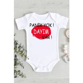 Genel Panik Yok Dayım Var Baskılı Beyaz Bebek Zıbın
