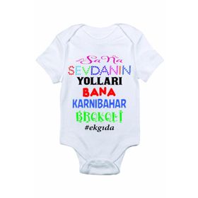 Genel Sana Sevdanın Yolları Baskılı Beyaz Bebek Zıbın