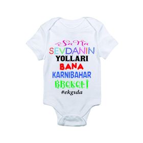 Genel Sana Sevdanın Yolları Baskılı Beyaz Bebek Zıbın