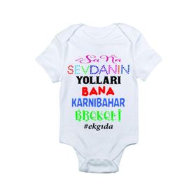 Genel Sana Sevdanın Yolları Baskılı Beyaz Bebek Zıbın