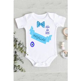 Genel Sünnet Baskılı Beyaz Erkek Bebek Zıbın