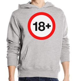 Generic 18+ Tabela Grafik Kapüşonlu Gri Unisex Sweatshirt