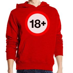 Generic 18+ Tabela Grafik Kapüşonlu Kırmızı Unisex Sweatshirt