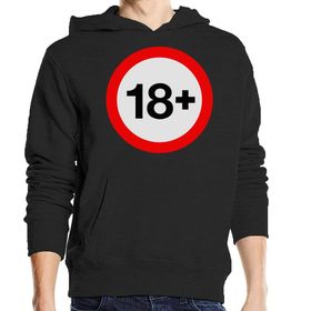 Generic 18+ Tabela Grafik Kapüşonlu Siyah Unisex Sweatshirt