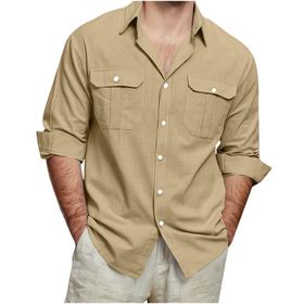 Generic A-A23 Haki Kaplumbağa Boyun Keten Tops Tee Kısa Kollu Victoria Hırka Kış Sonbahar Gömlek Tarz 2025 Erkek T-shirt