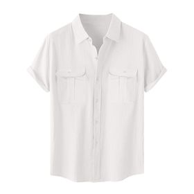 Generic A-A33 Beyaz Kaplumbağa Boyun Keten Tops Tee Kısa Kollu Victoria Hırka Kış Sonbahar Gömlek Tarz 2025 Erkek T-shirt