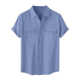 Generic A-A62 Kraliyet Mavisi Kaplumbağa Boyun Keten Tops Tee Kısa Kollu Victoria Hırka Kış Sonbahar Gömlek Tarz 2025 Erkek T-shirt