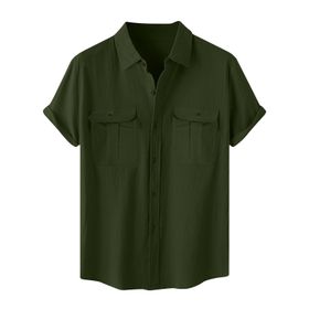 Generic A-A62 Ordu Kireç Yeşili Kaplumbağa Boyun Keten Tops Tee Kısa Kollu Victoria Hırka Kış Sonbahar Gömlek Tarz 2025 Erkek T-shirt