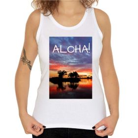 Generic Aloha! Hawaii Tarzı Ayarı Güneş Sanatı Kadın Kolsuz Tişört