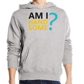 Generic Am I Handsome Good Looks Question Üniseks Pamuk Karışımı Kapüşonlu Gri Sweatshirt