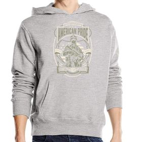 Generic American Pride United States Army Born to Be Brave Üniseks Pamuk Karışımı Kapüşonlu Gri Sweatshirt