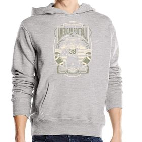 Generic Amerikan Futbolu Atletik Departman Üniseks Pamuk Karışımı Kapüşonlu Gri Sweatshirt