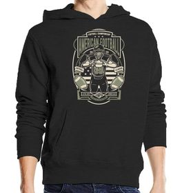 Generic Amerikan Futbolu Atletik Departman Üniseks Pamuk Karışımı Kapüşonlu Siyah Sweatshirt