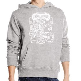 Generic Astronot Body Builder Ultimate Fitness Üniseks Pamuk Karışımı Kapüşonlu Gri Sweatshirt