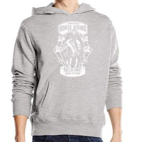 Generic At Binme İsyanı Kovboy Üniseks Pamuk Karışımı Kapüşonlu Gri Sweatshirt