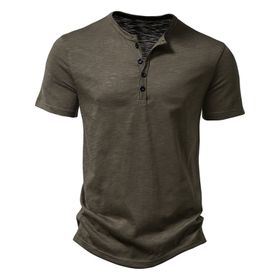 Generic B-934 Ordu Kireç Yeşili Şarap Kısa Kollu Tee Tops Tekne Boyun Düz Yaz Sonbahar Gömlek Tarz 2025 Y2K Erkek T-shirt