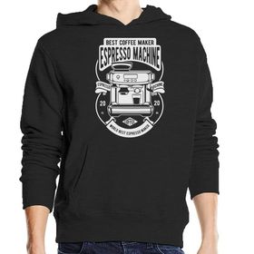 Generic Espresso Machine Best Coffee Maker Kapüşonlu Kapüşonlu Siyah Sweatshirt