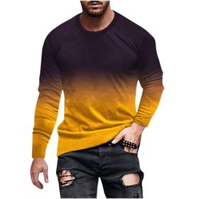 Generic P-292 Hardal Sarısı Uzun Kollu Tee Tops Tekne Boyun 3D Dijital Baskı Camo Yaz Sonbahar Gömlek Spor Tarz 2025 Erkek T-shirt
