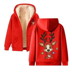 Generisch 1 Noel Kapüşonlu Modern Polar Noel Baskılı Kış Uzun Kollu Gündelik Zarif Kırmızı Kadın Sweatshirt