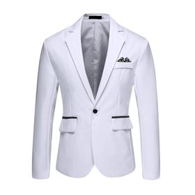Generisch 2025 Dar Kesim Hafif Beyaz Standart Kesim Blazer Erkek Takım Ceket