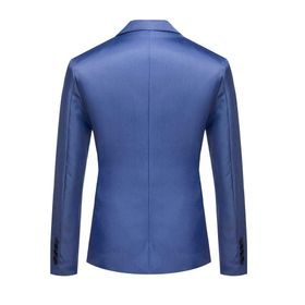 Generisch 2025 Dar Kesim Hafif Mavi Standart Kesim Blazer Erkek Takım Ceket