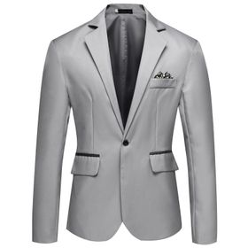 Generisch 2025 Slim Fit Hafif Gri Standart Kesim Blazer Erkek Takım Ceket