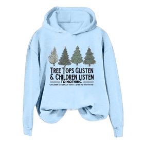 Generisch A Noel Kapüşonlu Modern Kazak Tarz Noel Baskılı Kış Uzun Kollu Noel Gündelik Açık Mavi Kadın Sweatshirt