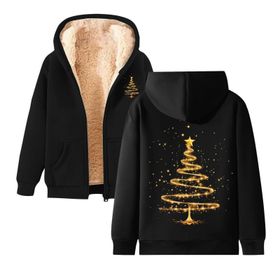 Generisch A Noel Kapüşonlu Modern Polar Tarz Noel Baskılı Kış Uzun Kollu Gündelik Zarif Siyah Kadın Sweatshirt