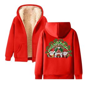 Generisch Noel Baskı 2025 Boş Zaman Kış Zarif Kapüşonlu Uzun Kollu Kırmızı-B Kadın Sweatshirt