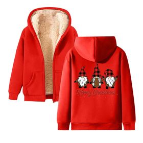 Generisch Noel Baskı 2025 Boş Zaman Kış Zarif Kapüşonlu Uzun Kollu Kırmızı Kadın Sweatshirt