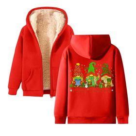 Generisch Noel Baskı 2025 Boş Zaman Kış Zarif Kapüşonlu Uzun Kollu Kırmızı Kadın Sweatshirt