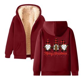 Generisch Noel Baskı 2025 Boş Zaman Kış Zarif Kapüşonlu Uzun Kollu Şarap-C Kadın Sweatshirt