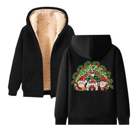 Generisch Noel Baskı 2025 Boş Zaman Kış Zarif Kapüşonlu Uzun Kollu Siyah Schwarz-B Kadın Sweatshirt