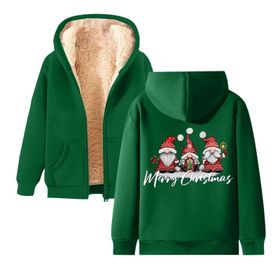 Generisch Noel Baskı 2025 Boş Zaman Kış Zarif Kapüşonlu Uzun Kollu Yeşil-A Kadın Sweatshirt
