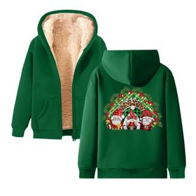 Generisch Noel Baskı 2025 Boş Zaman Kış Zarif Kapüşonlu Uzun Kollu Yeşil-B Kadın Sweatshirt