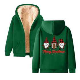 Generisch Noel Baskı 2025 Boş Zaman Kış Zarif Kapüşonlu Uzun Kollu Yeşil-C Kadın Sweatshirt