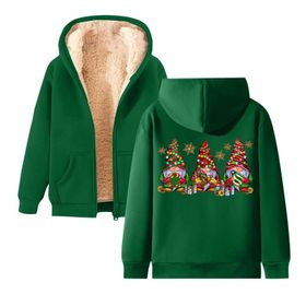 Generisch Noel Baskı 2025 Boş Zaman Kış Zarif Kapüşonlu Uzun Kollu Yeşil-E Kadın Sweatshirt