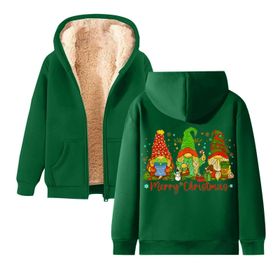 Generisch Noel Baskı 2025 Boş Zaman Kış Zarif Kapüşonlu Uzun Kollu Yeşil Kadın Sweatshirt