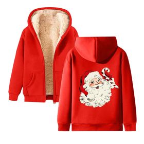 Generisch Noel Baskılı 2025 Kapüşonlu Kışlık Uzun Kollu Gündelik E-Kırmızı Kadın Sweatshirt
