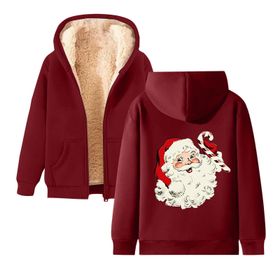 Generisch Noel Baskılı 2025 Kapüşonlu Kışlık Uzun Kollu Gündelik Elektrikli Şarap Kadın Sweatshirt