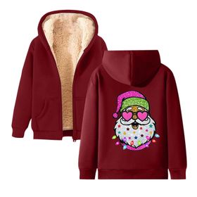 Generisch Noel Baskılı 2025 Kapüşonlu Kışlık Uzun Kollu Gündelik Şarap Kadın Sweatshirt