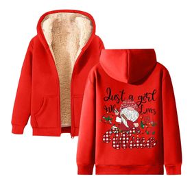 Generisch Noel Baskılı 2025 Kapüşonlu Kışlık Uzun Kollu Kırmızı-1 Kadın Sweatshirt