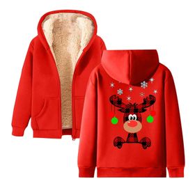 Generisch Noel Baskılı 2025 Kapüşonlu Kışlık Uzun Kollu Kırmızı-5 Kadın Sweatshirt