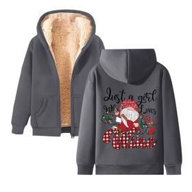 Generisch Noel Baskılı 2025 Kapüşonlu Kışlık Uzun Kollu Koyu Gri-1 Kadın Sweatshirt
