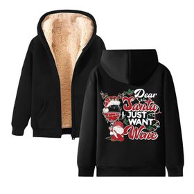 Generisch Noel Baskılı 2025 Kapüşonlu Kışlık Uzun Kollu Siyah-3 Kadın Sweatshirt