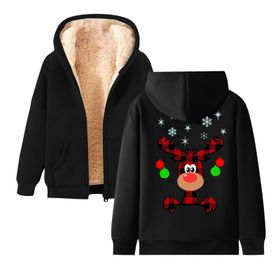 Generisch Noel Baskılı 2025 Kapüşonlu Kışlık Uzun Kollu Siyah-5 Kadın Sweatshirt