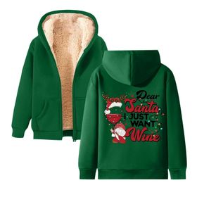 Generisch Noel Baskılı 2025 Kapüşonlu Kışlık Uzun Kollu Yeşil-3 Kadın Sweatshirt