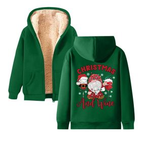 Generisch Noel Baskılı 2025 Kapüşonlu Kışlık Uzun Kollu Yeşil-4 Kadın Sweatshirt