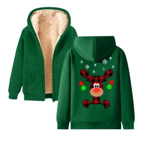 Generisch Noel Baskılı 2025 Kapüşonlu Kışlık Uzun Kollu Yeşil-5 Kadın Sweatshirt