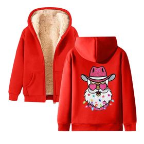Generisch Noel Baskılı 2025 Kapüşonlu Uzun Kollu Zarif Gündelik D-Kırmızı Kadın Sweatshirt